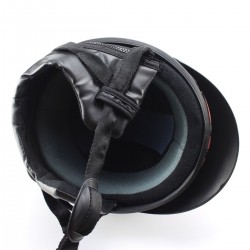 casque demi bol rétro noir brillant N10 avec lunettes aviateur