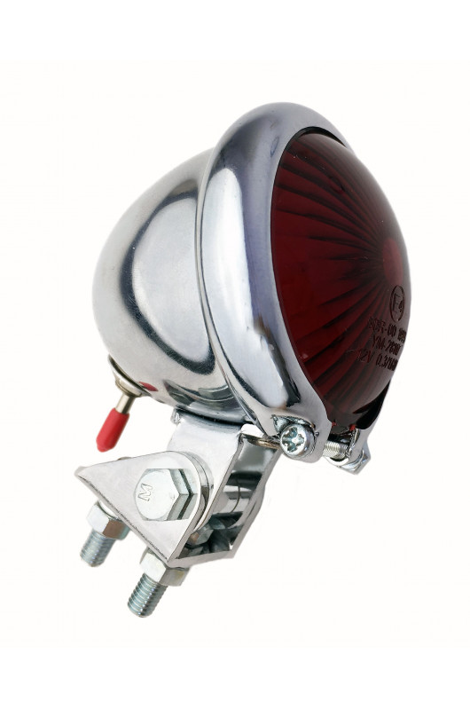 Feu Arrière Old Bates Led Rouge, Chrome Vélo type moto rétro